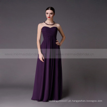 Long sweetheart Grape padrões chiffon vestido de dama de honra